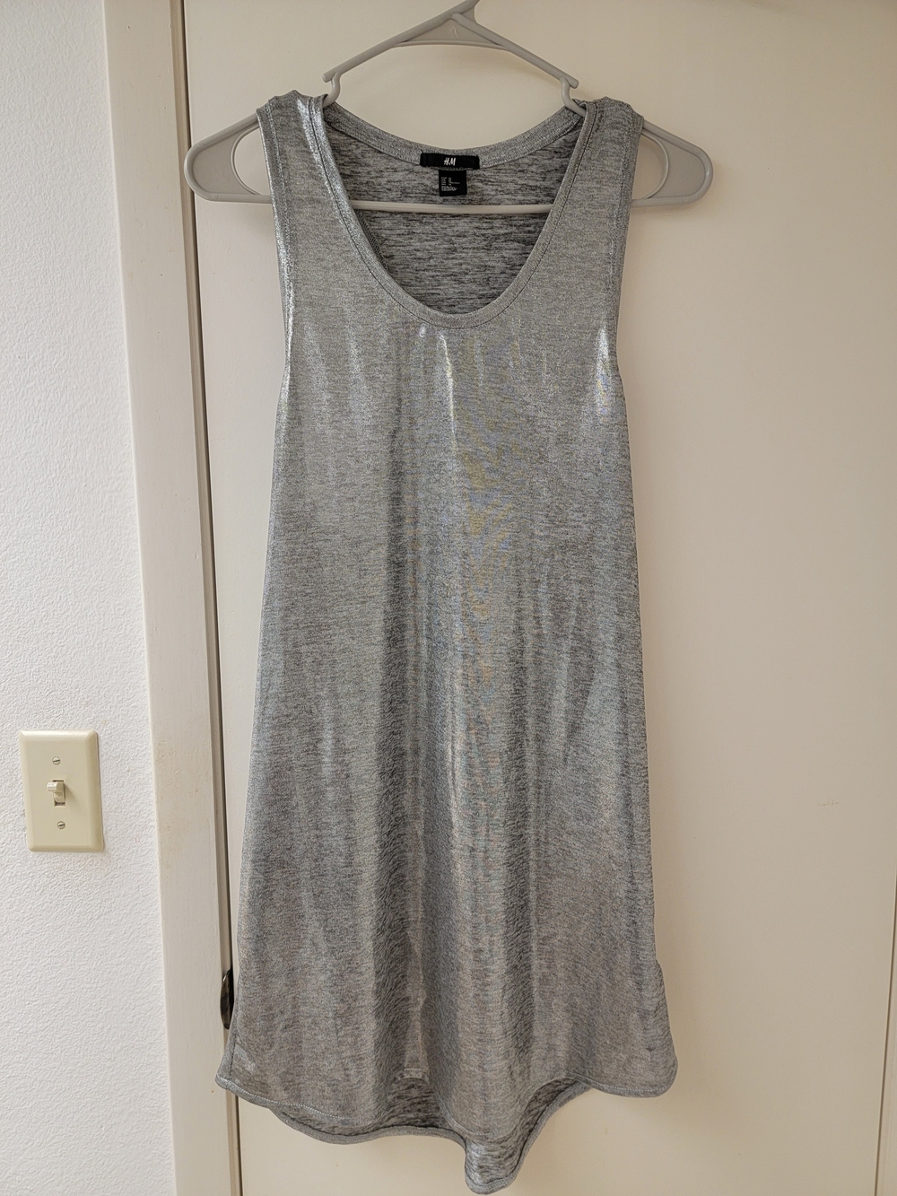 H&M Silver Disco Metallic Tank Top Or Dress EUC!
